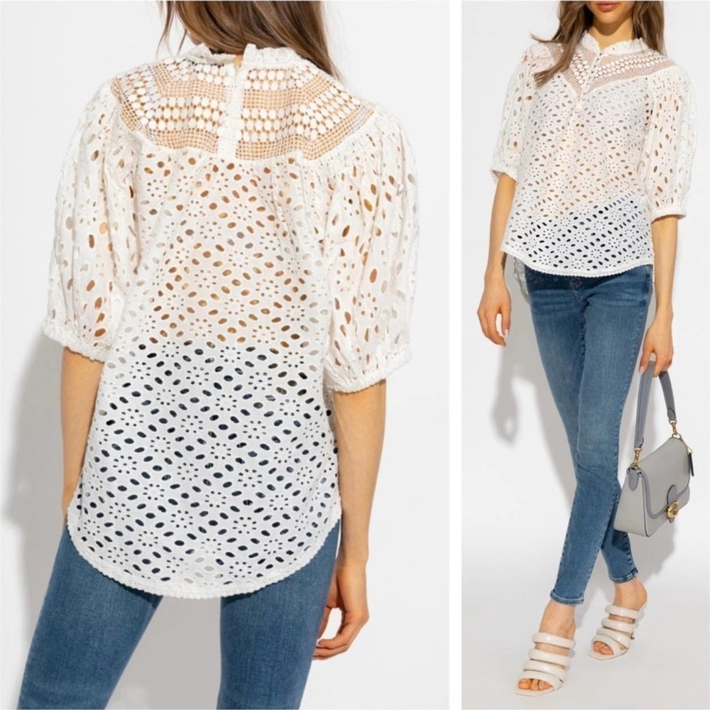 AllSaints Tila Broderie Top Cotton Women's Size 0 US NWT